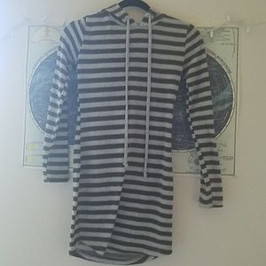 Green and grey sweater mini dress